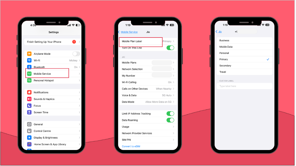 Screenshot of steps to Label your eSIM on iPhone