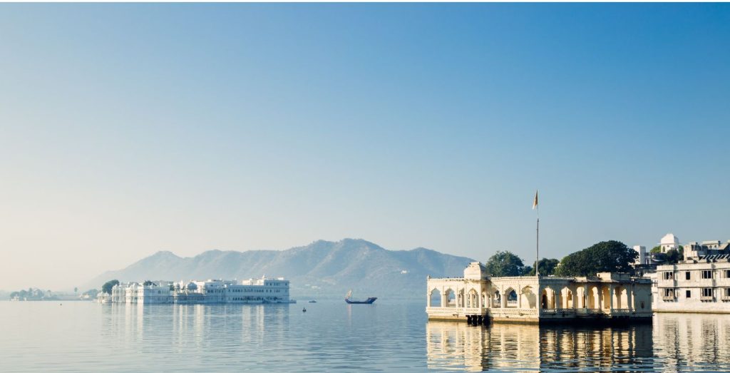 Mohan Temple and Taj Lake Palace are at Pichola Lake in Udaipur.