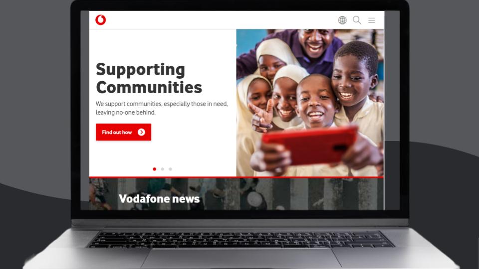 Vodafone website homepage screenshot